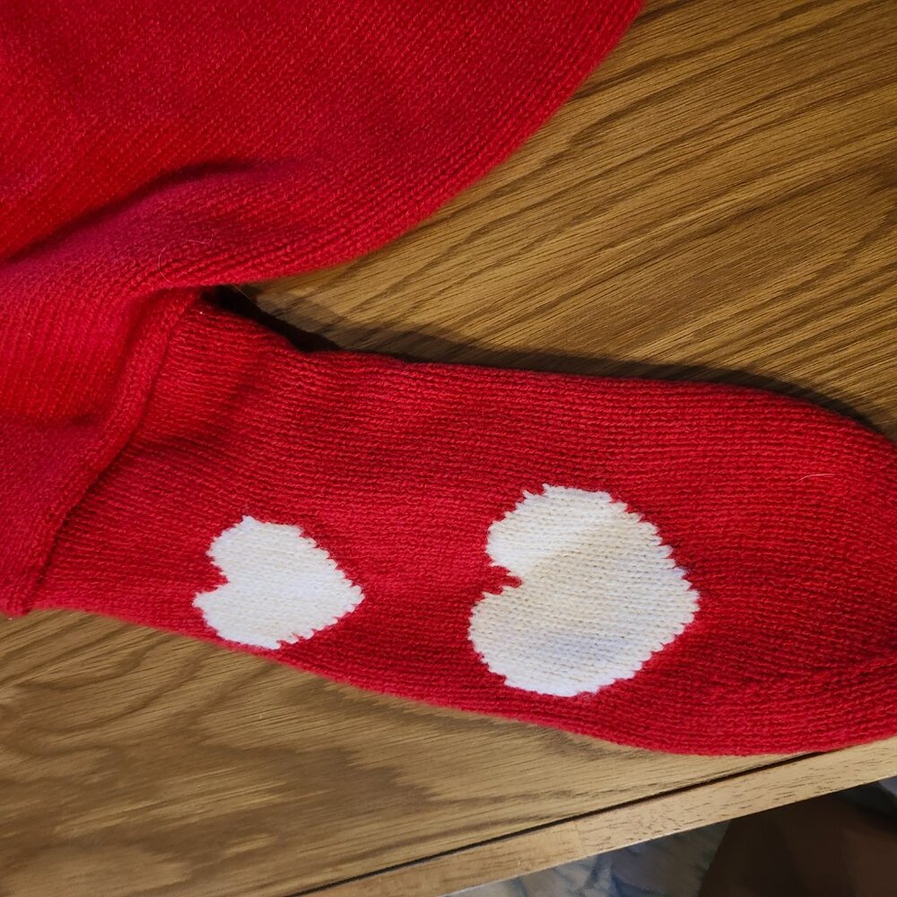 NWT Sincerely Jules Women Knit Cardigan Red Heart Print Tie Front – Size L - Picture 8 of 11